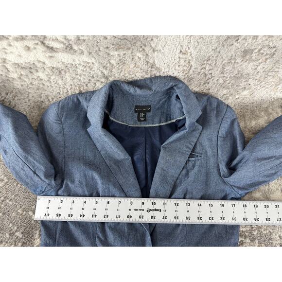 Willi Smith Size M Single Button Notched Blazer Jacket Blue Long Sleeve Lined - Picture 5 of 8
